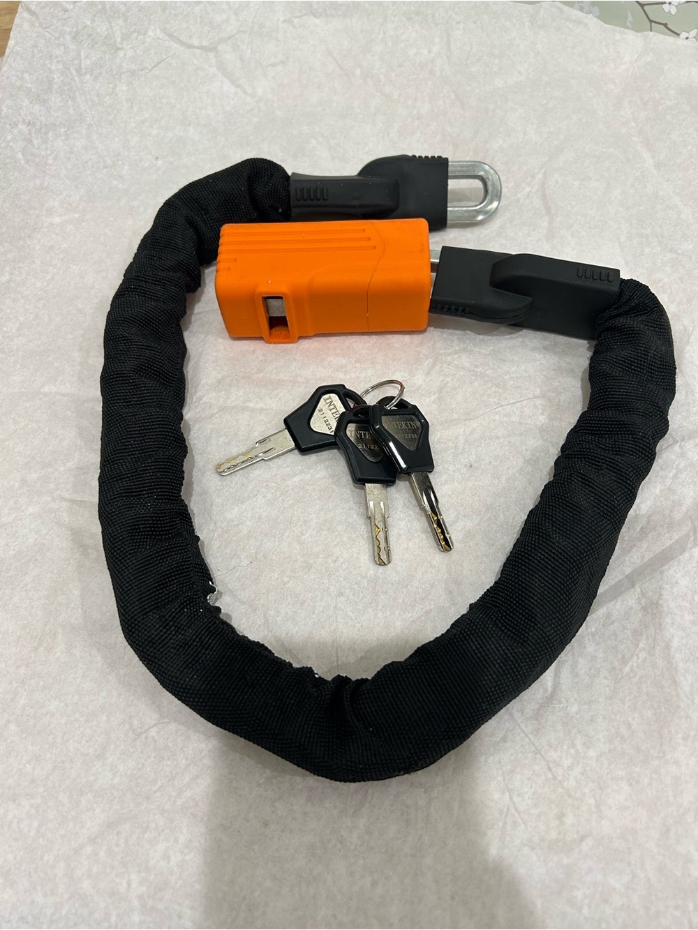 INTEKIN 3FT Heavy Duty Bike Chain Lock 8mm – Orange – 3 Keys